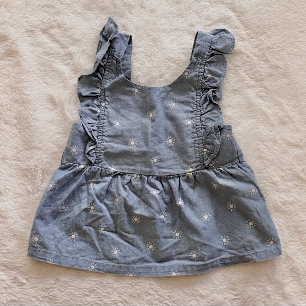 Carter’s 3 Piece Set Bodysuit Chambray Top Shorts Blue Pink Butterfly Size 24M - Picture 5 of 12